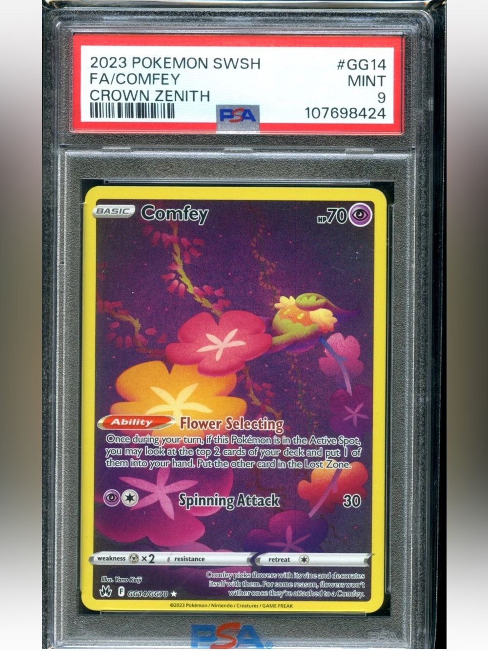 2023 Pokemon Sword & Shield Crown Zenith #GG14 Full Art Comfey PSA Mint 9